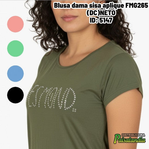 Blusa dama sisa aplique FMG265 (DC)