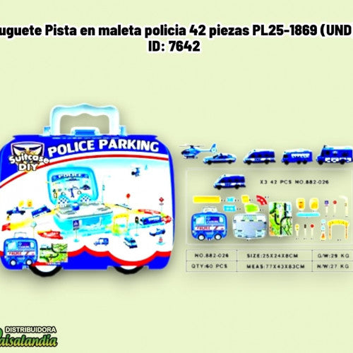 Juguete Pista en maleta policia 42 piezas PL25-1869 (UND)