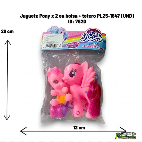 Juguete Pony x 2 en bolsa + tetero PL25-1847 (UND)