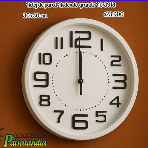 Reloj de pared redondo grande 30x30 cm CD-255 (UND)