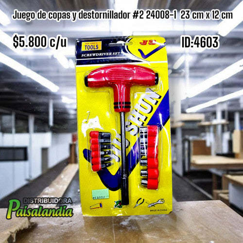 Juego de copas y destornillador ferretería #2 24008-1 (UND)