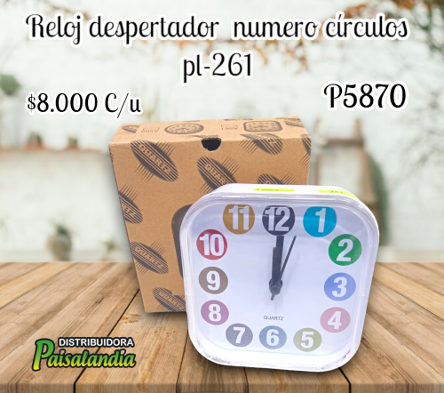 Reloj despertador  numero círculos pl-261