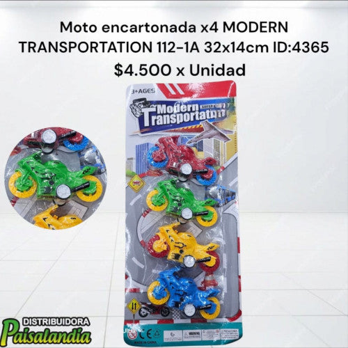 Juguete moto encartonada x4 TRANSPORTATION 112-1A (UND)
