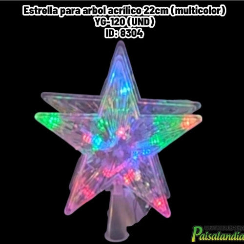 Estrella para arbol acrílico 22cm (multicolor) YG-120 (UND)