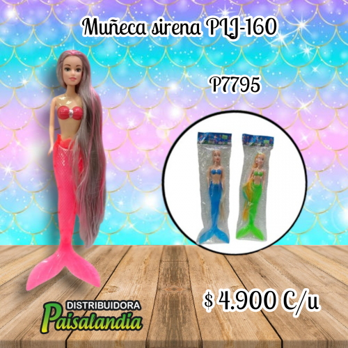 Muñeca sirena colores surtidos PLJ-160 (UND)