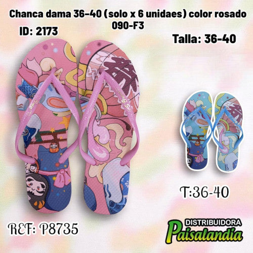 Chanca dama 36-40 color rosado 090-F3 (SOLO VENTA X 6 UNIDADES)