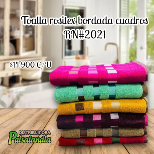 Toalla rositex bordada cuadros (UND)