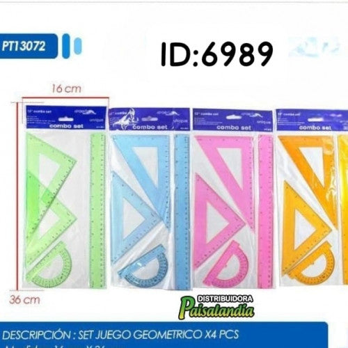 Set juego geométrico 4 piezas x 12 unidades PT13072 (UND)