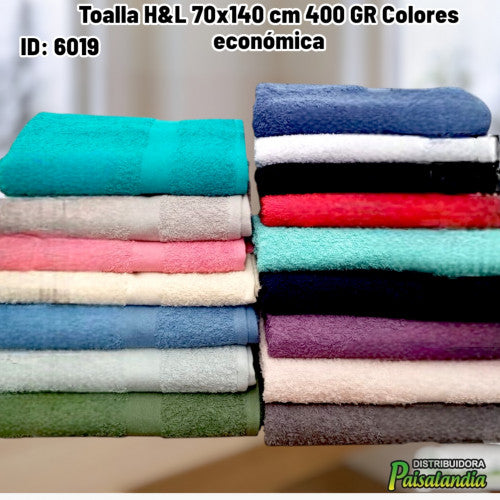 Toalla H&L 70x140 cm 400 GR Colores económica (UND)