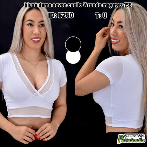 Blusa dama seven cuello V ruedo mayatex 156 (UND)