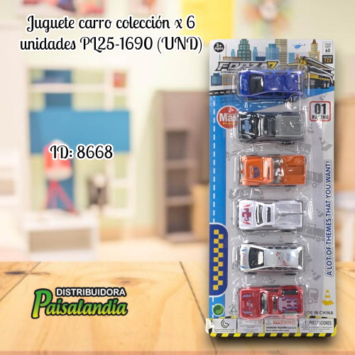 Juguete carro colección x 6 unidades PL25-1690 (UND)