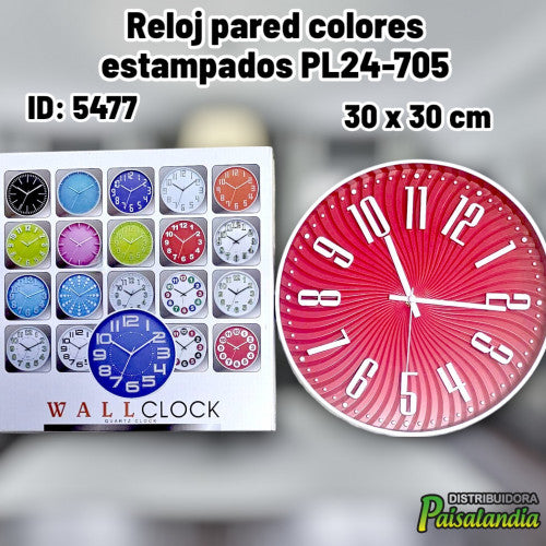 Reloj pared colores estampados PL24-705 (UND)