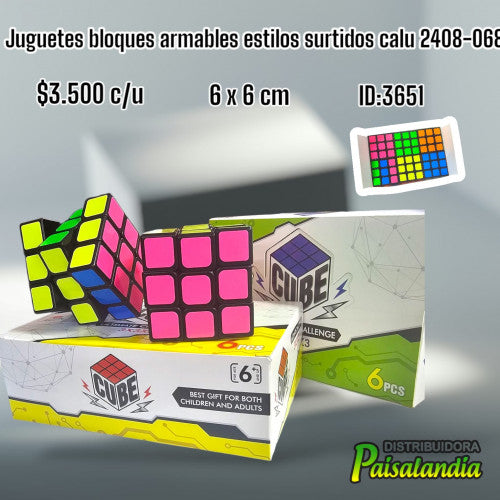 Juguete bloques armables estilos surtidos calu 2408-068 (UND)