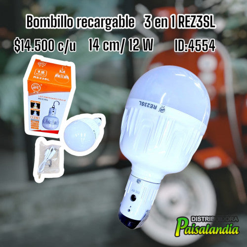 Bombillo recargable 3 en 1 REZ3SL (UND)