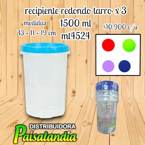 Recipiente redondo TR x3 (UND)