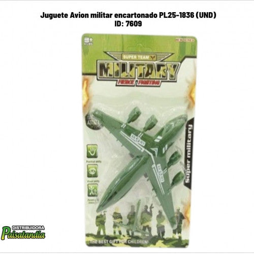 Juguete Avion militar encartonado PL25-1836 (UND)