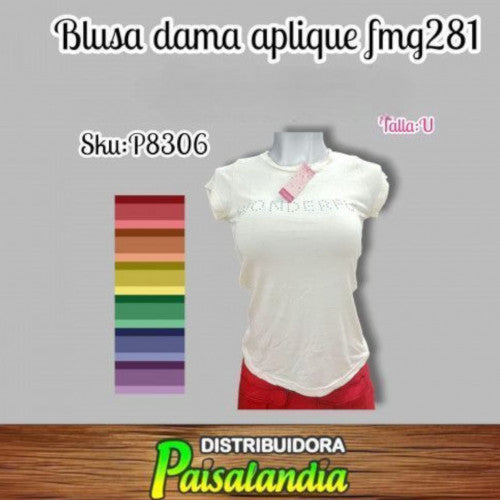 Camiseta dama aplique fmg281 (DC)