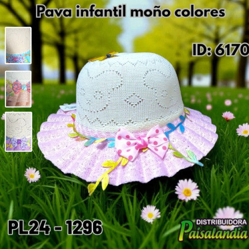 Pava infantil moño colores PL24-1296 22x20 cm (UND)