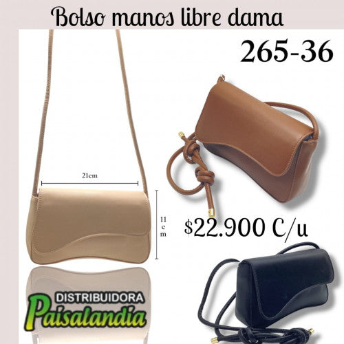 Bolso mano libre dama cuerina 21x11 cm 265-36 (UND)