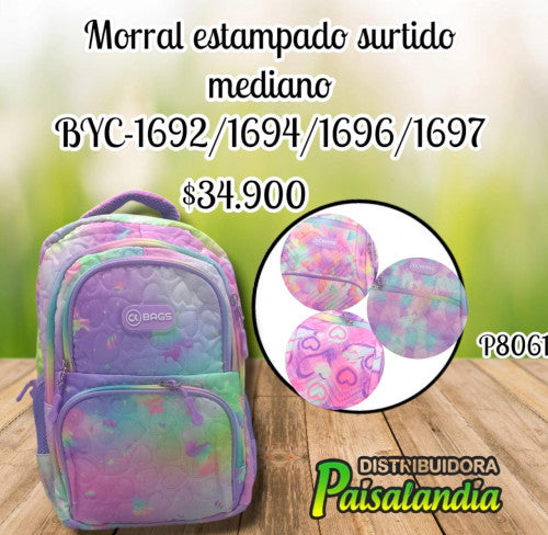 Morral estampado surtido mediano BYC-1692/1694/1696/1697 (UND)