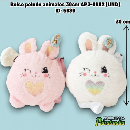 Bolso peludo animales 30cm AP3-6682 (UND)