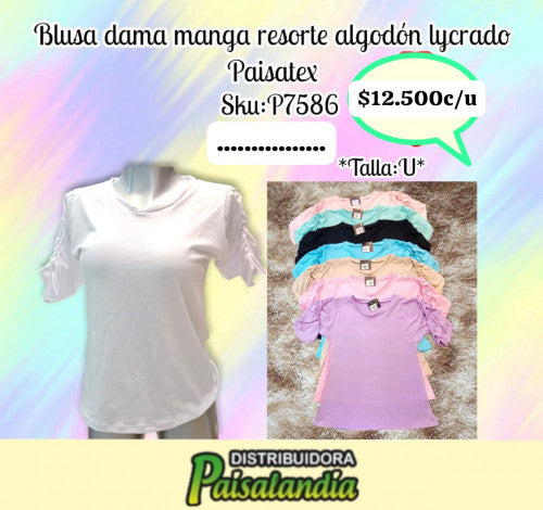 Blusa dama manga resorte paisatex