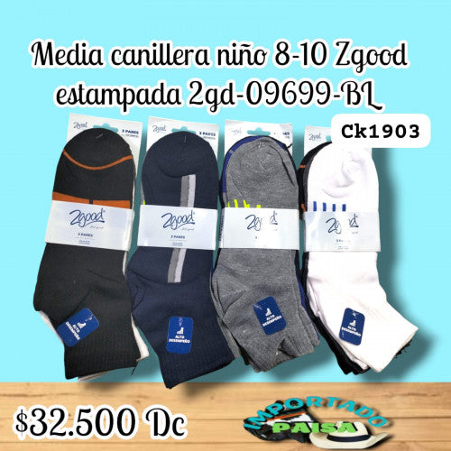 Media canillera niño 8-10 Zgood estampada 2GD-09699-BL