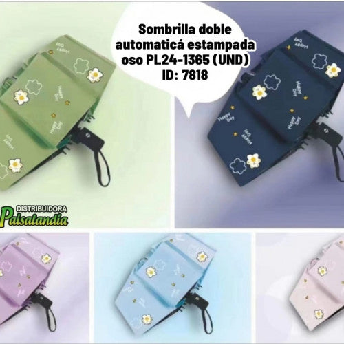 Sombrilla doble automaticá estampada oso PL24-1365 (UND)