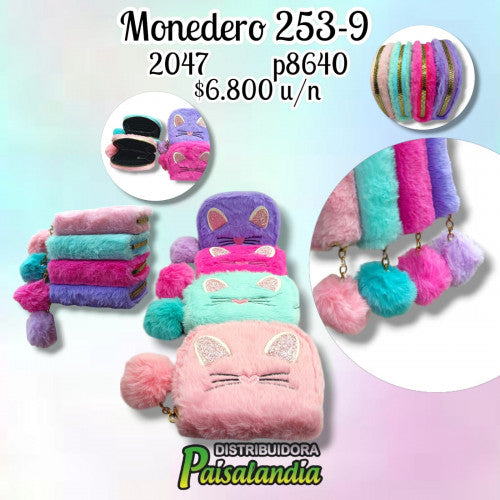 Monedero peludo colores surtidos 253-9 (UND)