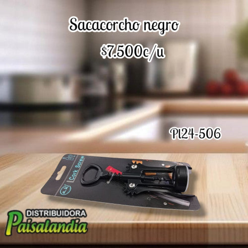 Destapador saca corcho metalico negro PL24-506