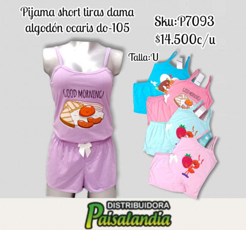 Pijama Dama Estampada Tiras Ocaris DO-105