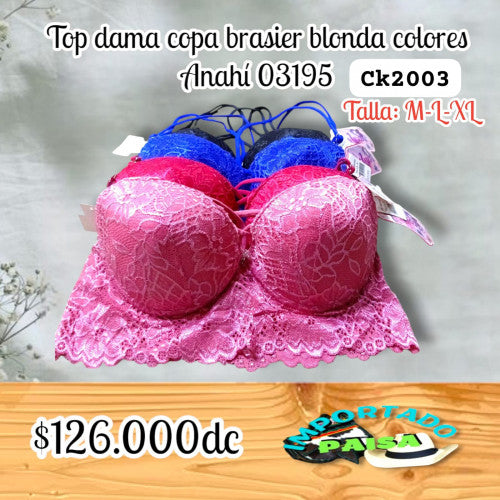 Top dama copa brasier blonda Anahi 03195