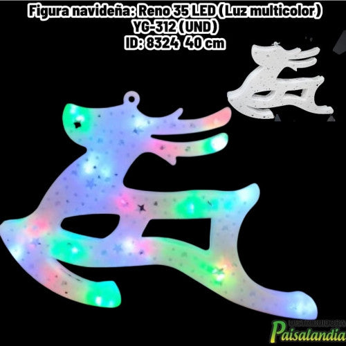 Figura navideña: Reno 35 LED (Luz multicolor) YG-312 (UND)