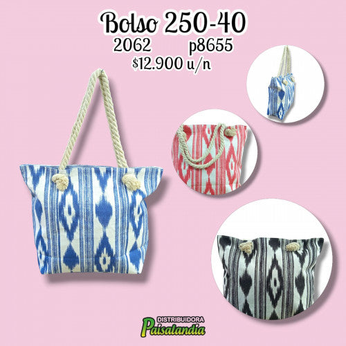 Bolso correa cabuya estampado 250-40 (UND)