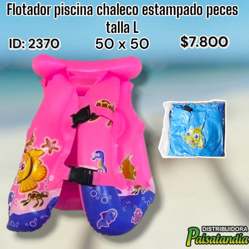 Flotador piscina chaleco estampado peces talla L (UND)