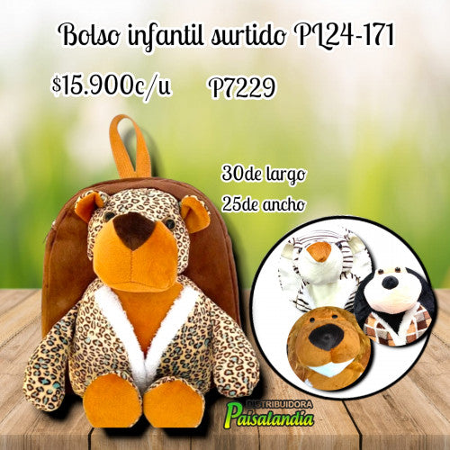 Bolso infantil animales surtido camisita PL24-171 (UND)
