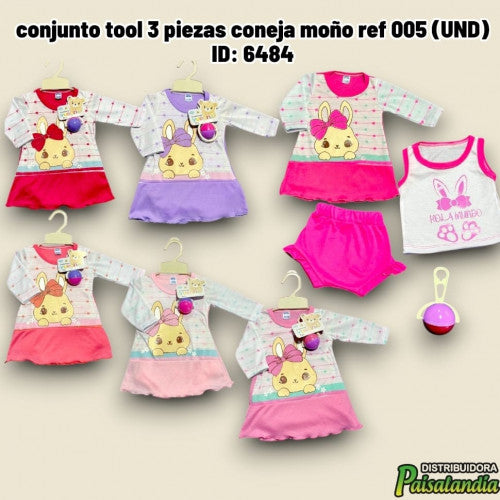 conjunto tool 3 piezas coneja moño ref 005 (UND)