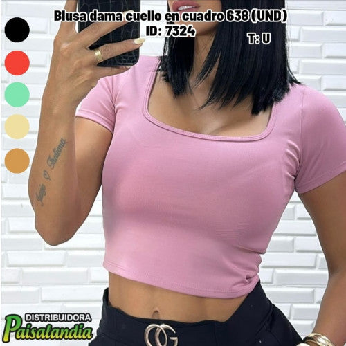 Blusa dama cuello en cuadro 638 (UND)