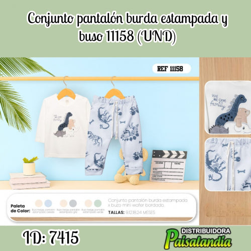 Conjunto pantalon burda estampada y buso 11158 (UND)