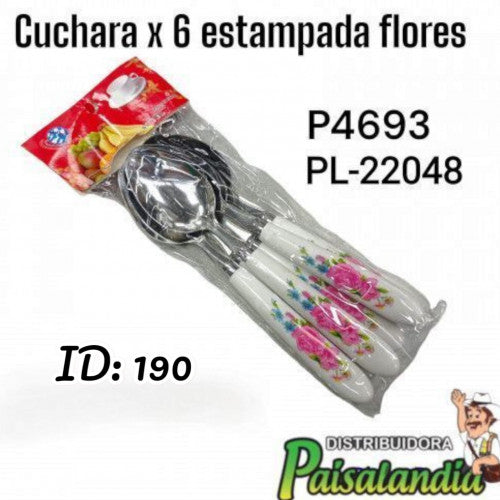 Cuchara x6 estampada flores PL-22048 (UND)