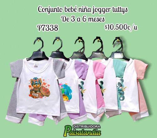 Conjuto bebe  niña  camiseta con jogger  tuttys