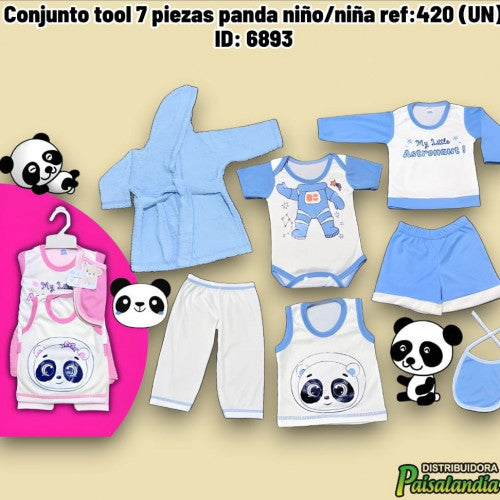 Conjunto tool 7 piezas panda niño/niña ref:420 (UN)