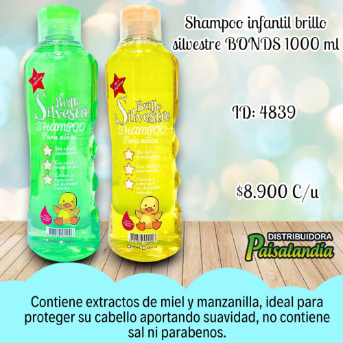 Shampoo infantil brillo silvestre BONDS 1000 ml (UND)
