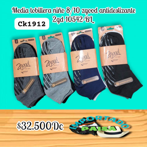 Media tobillera niño 8-10 Zgood unicolor antideslizante 2GD-10542-BL