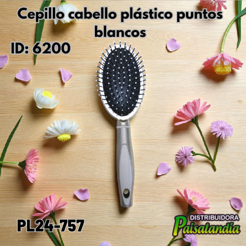 Cepillo cabello plástico puntos blancos PL24-757 20x9 cm (UND)