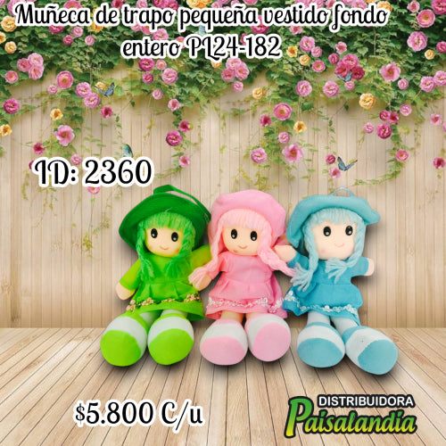 Muñeca de trapo pequeña vestido fondo entero (UND)