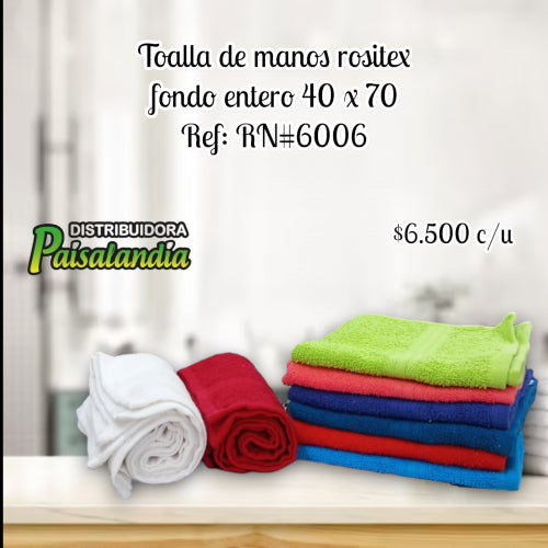 Toalla de manos rositex fondo entero 40x70 RN#6006 (UND)
