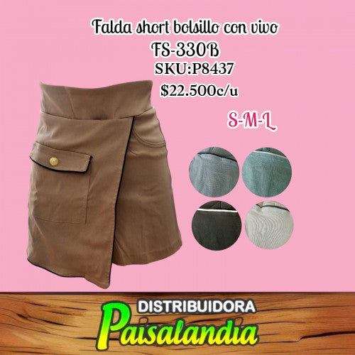 Falda short bolsillo con vivo FS-320B