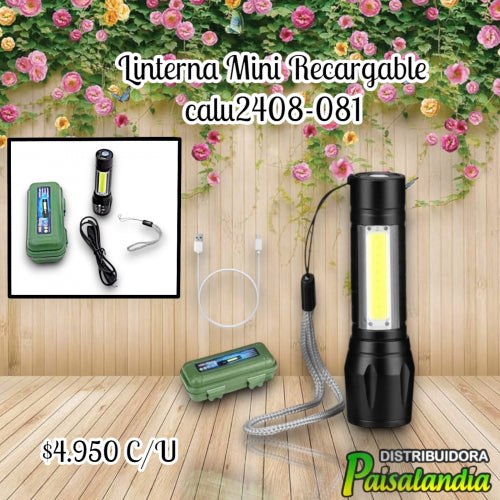 Linterna mini recargable con estuche calu2408-081 (UND)