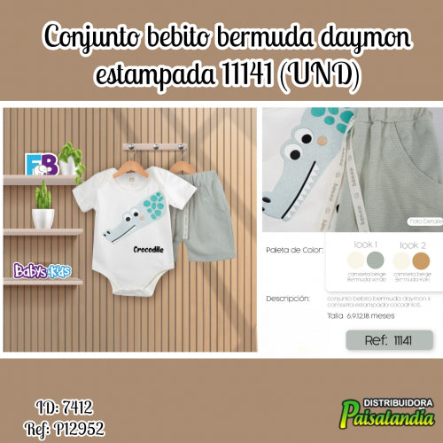 Conjunto bebito bermuda daymon estampada 11141 (UND)